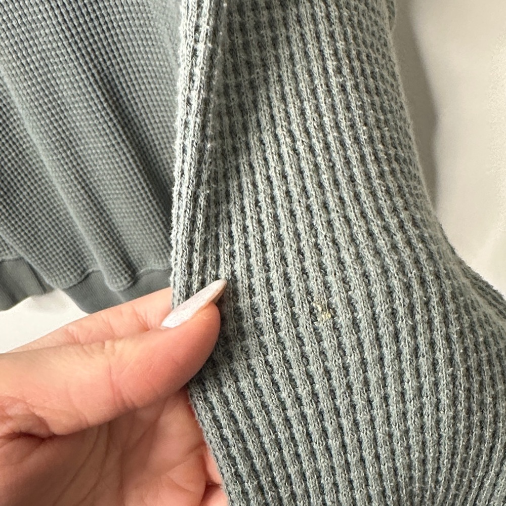 Aerie Grey Green Waffle Knit Crewneck - Picture 6 of 6